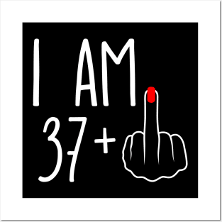 Vintage 38th Birthday I Am 37 Plus 1 Middle Finger Posters and Art